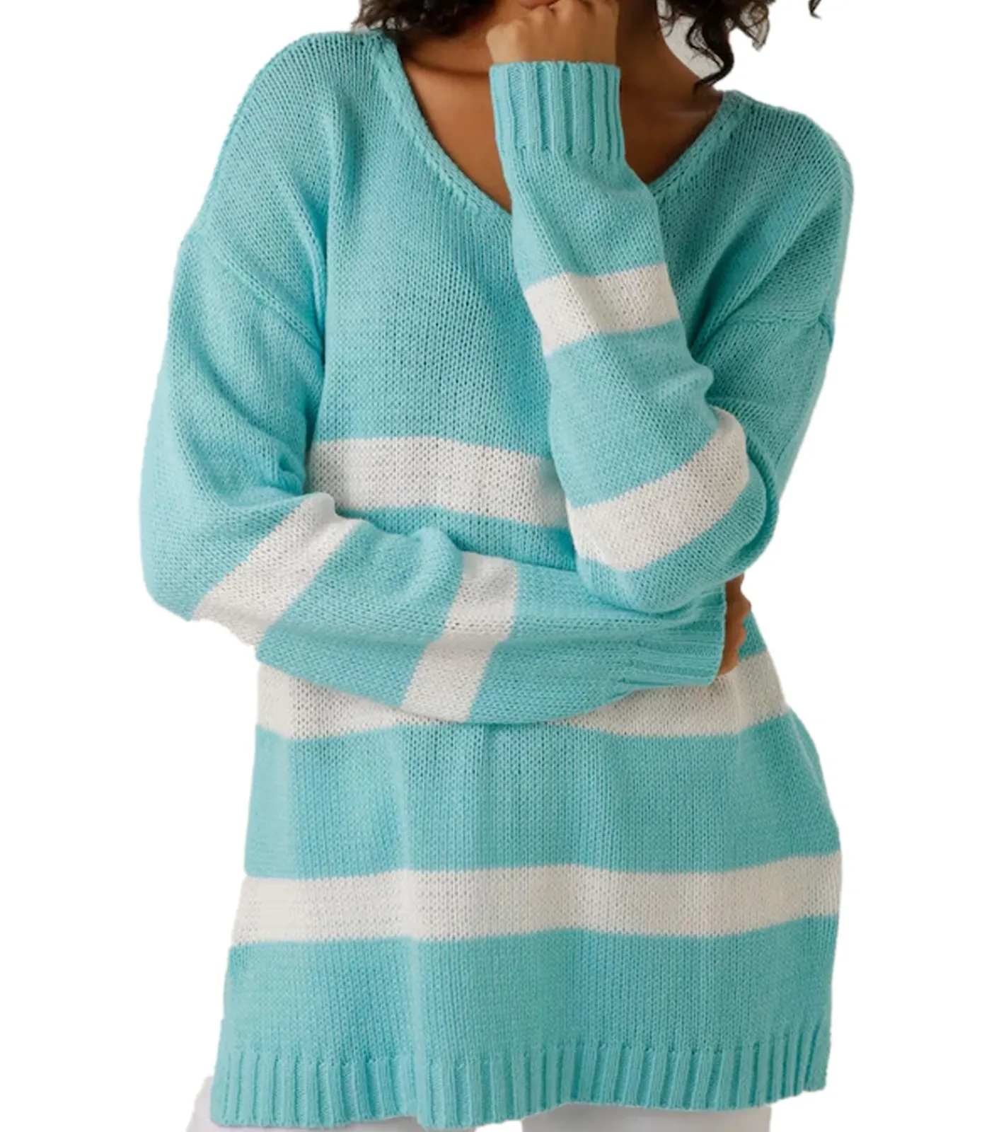 Sweater & Pullover*Aniston CASUAL Damen Strick-Pullover mit Baumwollanteil Alltags-Pullover Langarm-Shirt Pink, Rosa oder Türkis