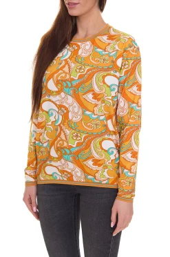 Sweater & Pullover*Aniston CASUAL Damen Sweatshirt sommerlicher Pullover mit Ornamenten 29722401 Orange/Bunt