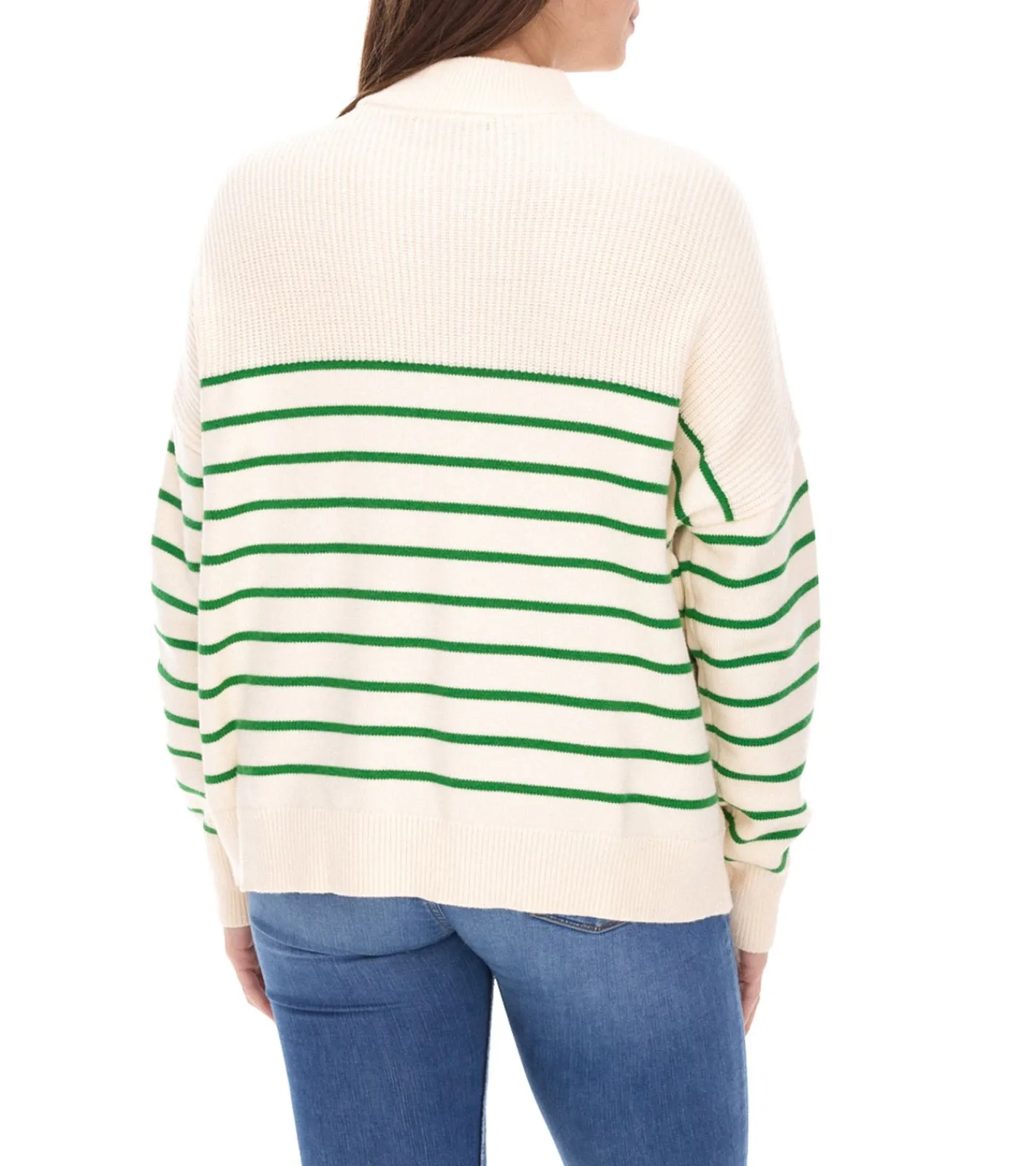 Sweater & Pullover*Aniston CASUAL Damen Troyer Langarm-Pullover mit Reißverschluss und Stehkragen 67107403 Beige/Grün