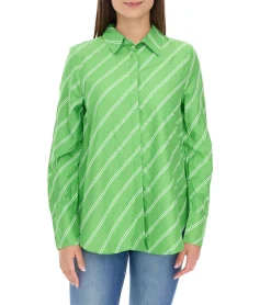 Poloshirts & Blusen*Aniston CASUAL FM Damen Bluse gestreifte Sommer-Bluse Alltags-Bluse 11026408 Grün
