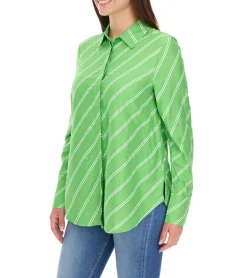 Poloshirts & Blusen*Aniston CASUAL FM Damen Bluse gestreifte Sommer-Bluse Alltags-Bluse 11026408 Grün