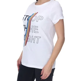Tops & T-Shirts*Aniston CASUAL Kurzarm-Shirt Damen Baumwoll-T-Shirt mit STOP THE FIGHT Schriftzug 2281 4642 Weiß
