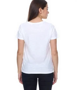 Tops & T-Shirts*Aniston CASUAL Kurzarm-Shirt Damen Baumwoll-T-Shirt mit STOP THE FIGHT Schriftzug 2281 4642 Weiß