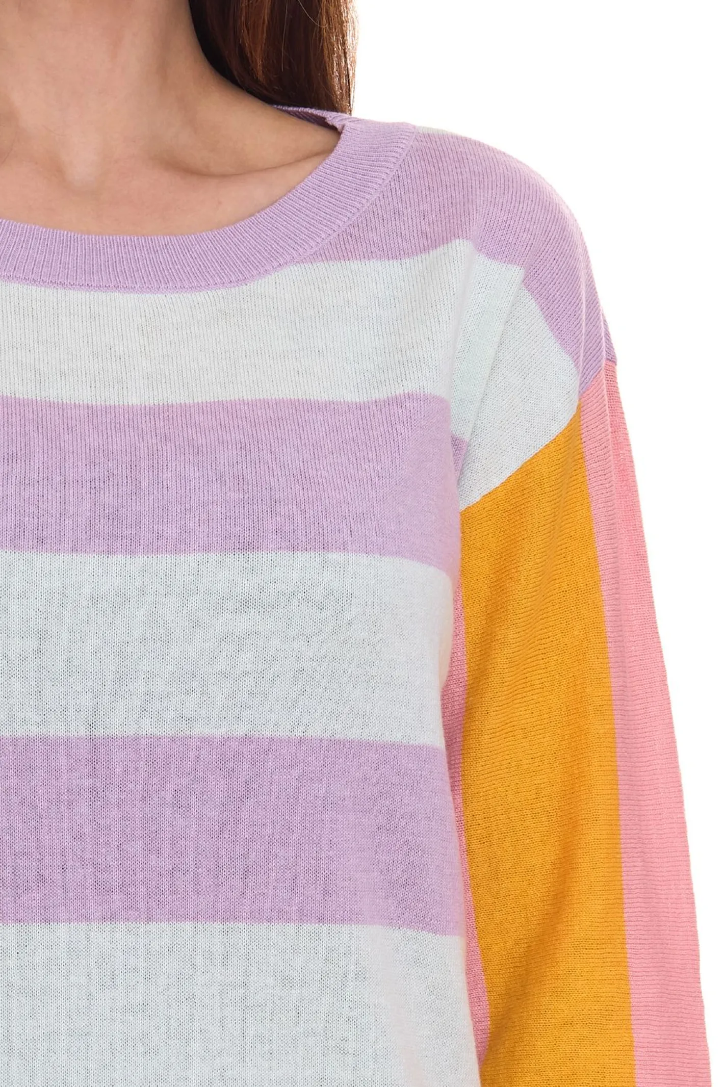 Sweater & Pullover*Aniston CASUAL Pullover stylischer Damen Strick-Pullover im Colourblock-Look 51008313 Violett/Bunt