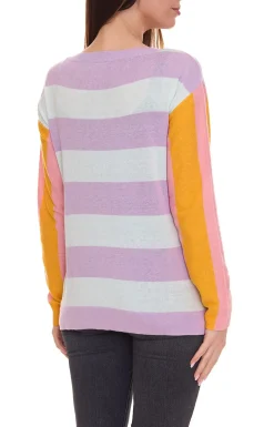 Sweater & Pullover*Aniston CASUAL Pullover stylischer Damen Strick-Pullover im Colourblock-Look 51008313 Violett/Bunt