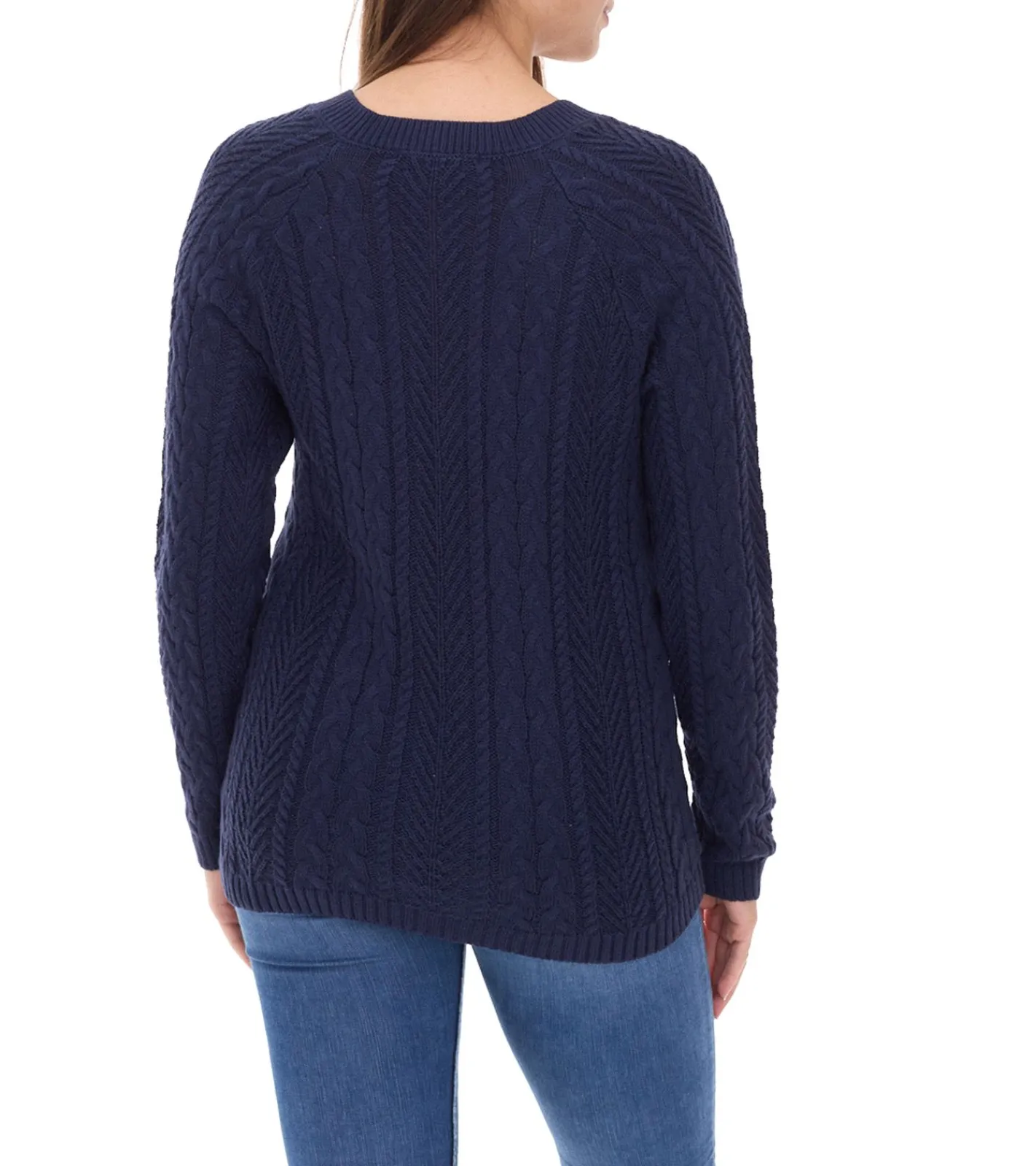 Sweater & Pullover*Aniston CASUAL Strick-Pullover mit V-Ausschnitt Alltags-Pullover mit Baumwollanteil Langarm-Shirt 38049702 Dunkelblau