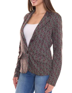 Blazer & Sakko*Aniston CASUALS Damen Blazer Kurz-Jacke mit Knöpfen 56919808 Grün/Braun
