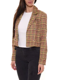 Blazer & Sakko*Aniston CASUALS Damen Blazer Kurzblazer mit Zierknöpfen 96699747 Grün/Bunt