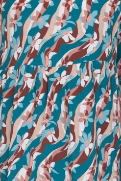 Kleider*Aniston Casuals Damen Sommer-Kleid mit floralem Allover-Print Maxi-Kleid 84167267 Blau/Braun/Beige/Weiß