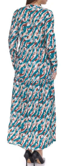 Kleider*Aniston Casuals Damen Sommer-Kleid mit floralem Allover-Print Maxi-Kleid 84167267 Blau/Braun/Beige/Weiß