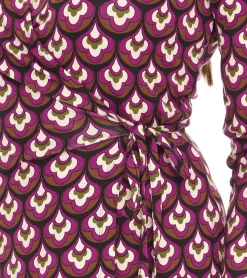 Kleider*Aniston Casuals Damen Sommer-Kleid stylisches Langarm-Kleid 3172 95293142 Lila/Braun/Weiß