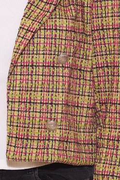 Blazer & Sakko*Aniston CASUALS Damen sportlich eleganter Kurz-Blazer mit Zierknöpfen Grün/Bunt oder Grün/Weiß