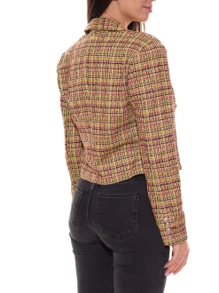 Blazer & Sakko*Aniston CASUALS Damen sportlich eleganter Kurz-Blazer mit Zierknöpfen Grün/Bunt oder Grün/Weiß