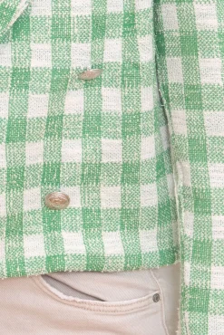 Blazer & Sakko*Aniston CASUALS Damen sportlich eleganter Kurz-Blazer mit Zierknöpfen Grün/Bunt oder Grün/Weiß