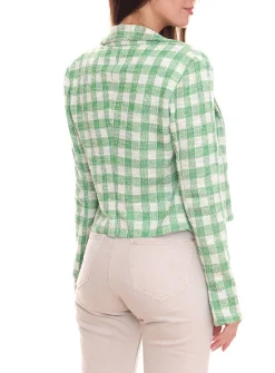 Blazer & Sakko*Aniston CASUALS Damen sportlich eleganter Kurz-Blazer mit Zierknöpfen Grün/Bunt oder Grün/Weiß