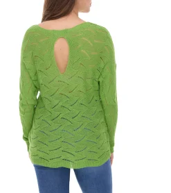 Sweater & Pullover*Aniston Damen Langarm-Shirt mit Rücken-Cut-Out Alltags-Pullover Sommer-Shirt 48676348 Grün