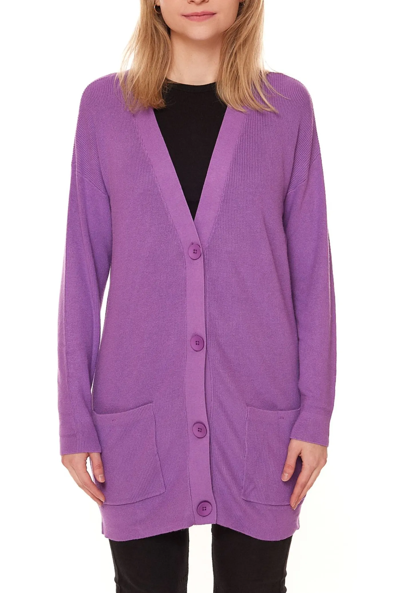 Sweater & Pullover*Aniston Damen modische Strick-Jacke stylischer Cardigan mit Knöpfen 27484431 Violett