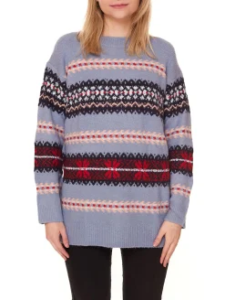 Sweater & Pullover*Aniston Damen Pullover Grobstrick-Sweater im Norweger-Design 90709341 Blau/Bunt