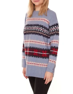 Sweater & Pullover*Aniston Damen Pullover Grobstrick-Sweater im Norweger-Design 90709341 Blau/Bunt
