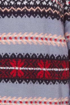 Sweater & Pullover*Aniston Damen Pullover Grobstrick-Sweater im Norweger-Design 90709341 Blau/Bunt