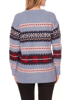 Sweater & Pullover*Aniston Damen Pullover Grobstrick-Sweater im Norweger-Design 90709341 Blau/Bunt