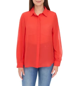 Poloshirts & Blusen*Aniston Damen Sommer-Bluse stylische Chiffon-Bluse Langarm-Shirt 14124228 Rot