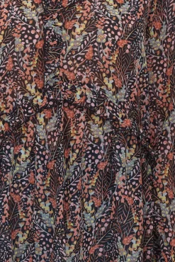 Poloshirts & Blusen*Aniston Damen Sommer-Bluse mit Rüschen-Details Langarm-Shirt mit Allover-Print Arbeits-Bluse 88608001 Braun/Grün/Schwarz