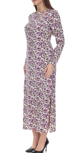 Kleider*Aniston Damen Sommer-Kleid mit floralem Allover-Print Maxi-Kleid 28702063 Weiß/ Lila/Grün