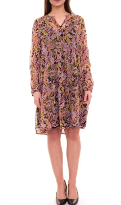 Kleider*Aniston Damen Sommer-Kleid mit floralem Allover-Print Midi-Kleid mit Unterkleid 90890637 Schwarz/Bunt