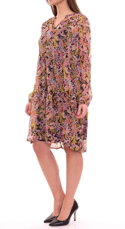 Kleider*Aniston Damen Sommer-Kleid mit floralem Allover-Print Midi-Kleid mit Unterkleid 90890637 Schwarz/Bunt