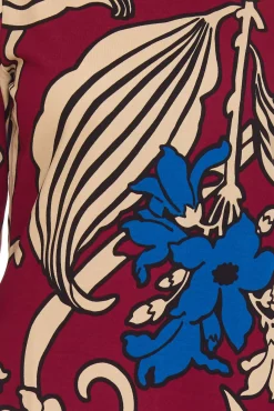 Kleider*Aniston SELECTED Damen 3/4-Arm Kleid geblümtes Midi-Kleid Sommer-Kleid 75546760 Rot