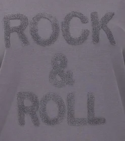 Sweater & Pullover*Aniston SELECTED Damen Baumwoll-Pullover Langarm-Shirt mit ROCK & ROLL Schriftzug Alltags-Pullover 39352300 Grau