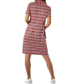 Kleider*Aniston SELECTED Damen Kurzarm-Kleid mit Allover-Print Mini-Kleid mit Reißverschluss Sommer-Kleid 90614761 Rot/Schwarz