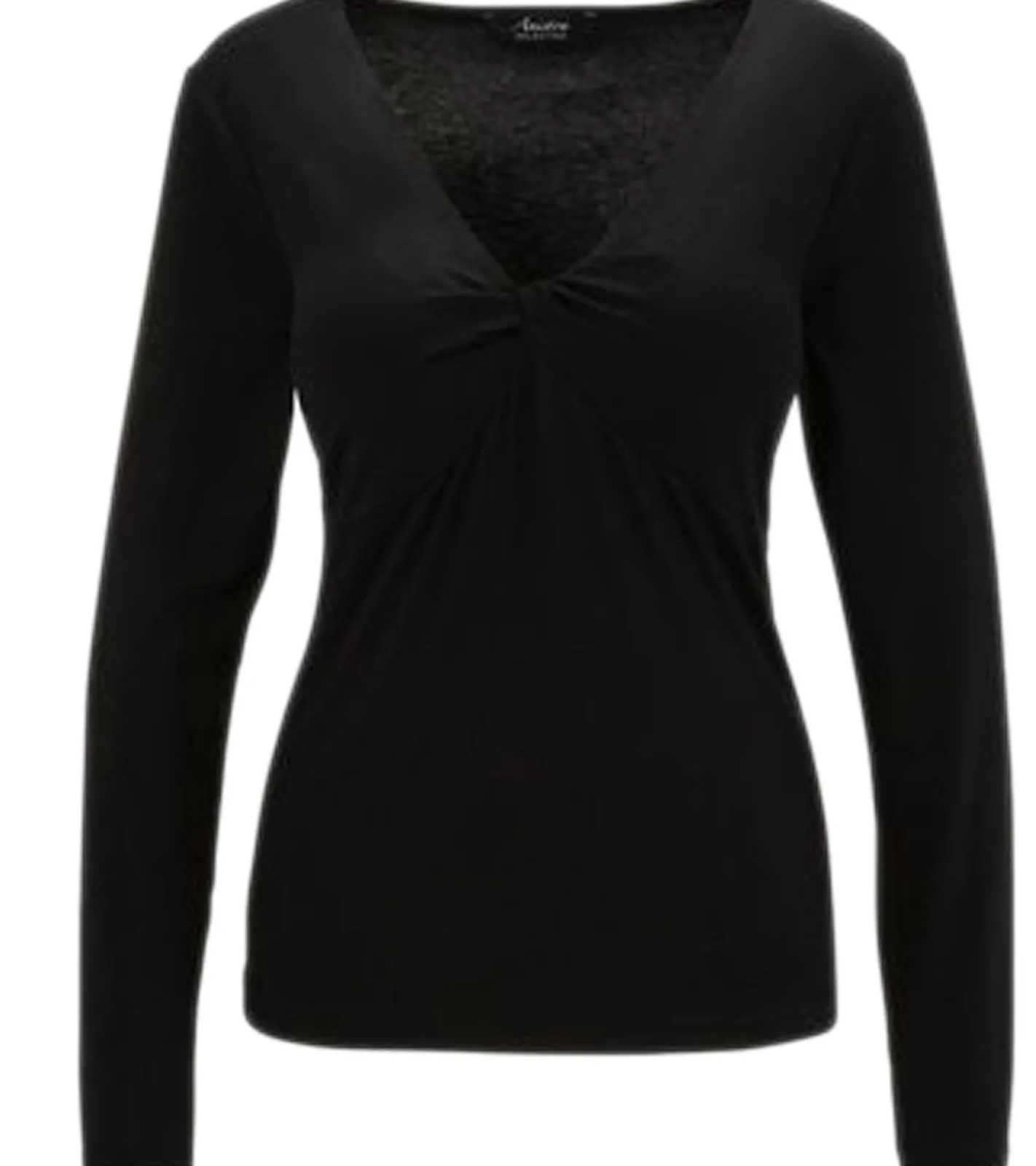 Sweater & Pullover*Aniston SELECTED Damen Langarm-Shirt mit Knotendetails Alltags-Pullover 15858260 Schwarz