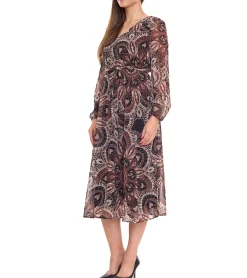 Kleider*Aniston SELECTED Damen Maxi-Kleid mit Allover-Print Sommer-Kleid 76445867 Braun/Bunt
