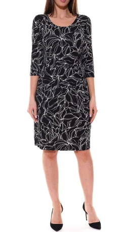Kleider*Aniston SELECTED Damen Mini-Kleid mit abstraktem Allover-Print Langarm-Kleid Schwarz/Weiß