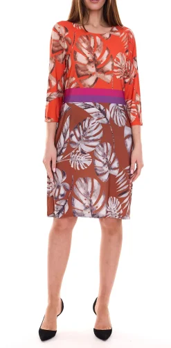 Kleider*Aniston SELECTED Damen Mini-Kleid schickes Rundhals-Kleid mit Allover-Muster 15201545 Bunt