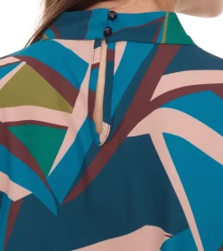 Poloshirts & Blusen*Aniston SELECTED Damen Sommer-Bluse mit geometrischem Design Langarm-Shirt Frühlings-Bluse 78596706 Blau/Lila/Braun