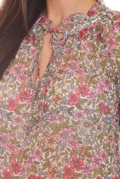 Poloshirts & Blusen*Aniston SELECTED Damen Sommer-Bluse durchsichtiges Shirt mit Allover-Print 37170051 Bunt