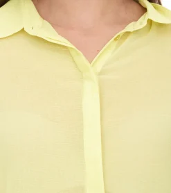 Große Größen|Poloshirts & Blusen*Aniston SELECTED Damen Sommer-Bluse Langarm-Shirt mit Kent-Kragen sommerliche Basic-Bluse 13456949 Gelb