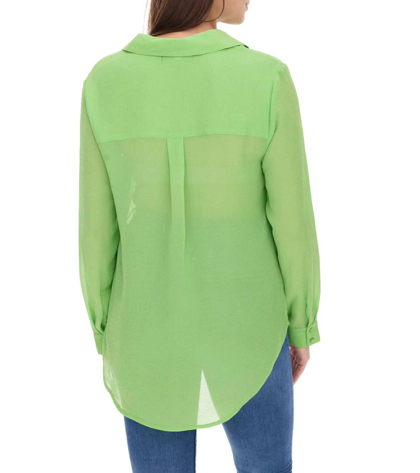 Poloshirts & Blusen*Aniston SELECTED Damen Sommer-Bluse Langarm-Shirt mit Kent-Kragen sommerliche Basic-Bluse 71710315 Grün