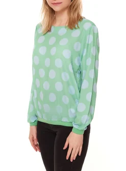 Poloshirts & Blusen*Aniston SELECTED FM Damen Blusen-Shirt Allover mit Punkten bedruckt figurumspielend 37847721 Grün/Blau