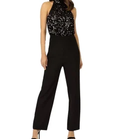 Jumpsuits*APART Damen Jumpsuit modischer Sommer-Einteiler Urlaubs-Outfit 53701 Schwarz