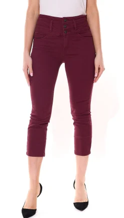 Hosen & Jeans*ARIZONA High Waist 7/8-Jeans stylische Damen Denim Baumwoll-Hose 27552924 Bordeaux-Rot