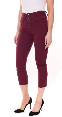 Hosen & Jeans*ARIZONA High Waist 7/8-Jeans stylische Damen Denim Baumwoll-Hose 27552924 Bordeaux-Rot