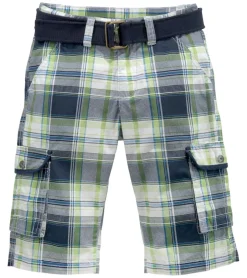 Shorts & Bermudas*ARIZONA Kinder Cargo-Bermuda bequeme Shorts im Karo-Design Grün/Blau