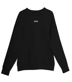 Sweater & Pullover|Pullover & Sweater*ARYS Posture Pullover mit Logo Schriftzug Baumwoll-Pullover Freizeit-Pullover X222 Schwarz