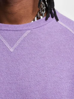 Pullover & Sweater*ASPESI Maglia Mod.m210 Herren Sweatshirt langarm Woll-Pullover Lavendel