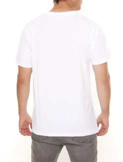 T-Shirts & Tank Tops*BAD+MAD Antwerp Tee Herren Kurzarm-Shirt mit großem Front-Print Baumwoll-T-Shirt BMTR003 Weiß