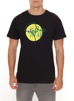 T-Shirts & Tank Tops*BAD+MAD London Tee Herren Baumwoll-T-Shirt mit Front-Print Rundhals-Shirt BMTR006 Schwarz